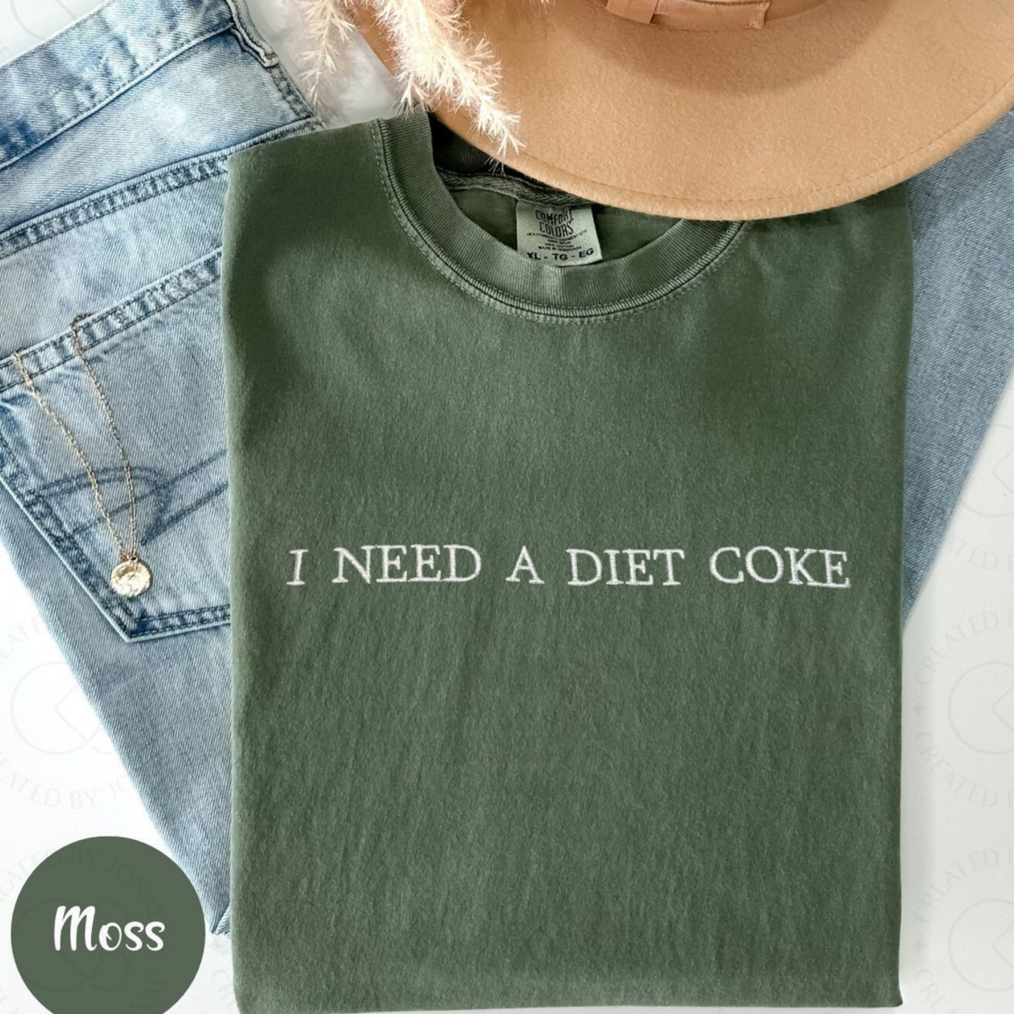 I Need A Diet Coke Embroidered Sweatshirt – Funny Quote Graphic Tee for Soda Lovers