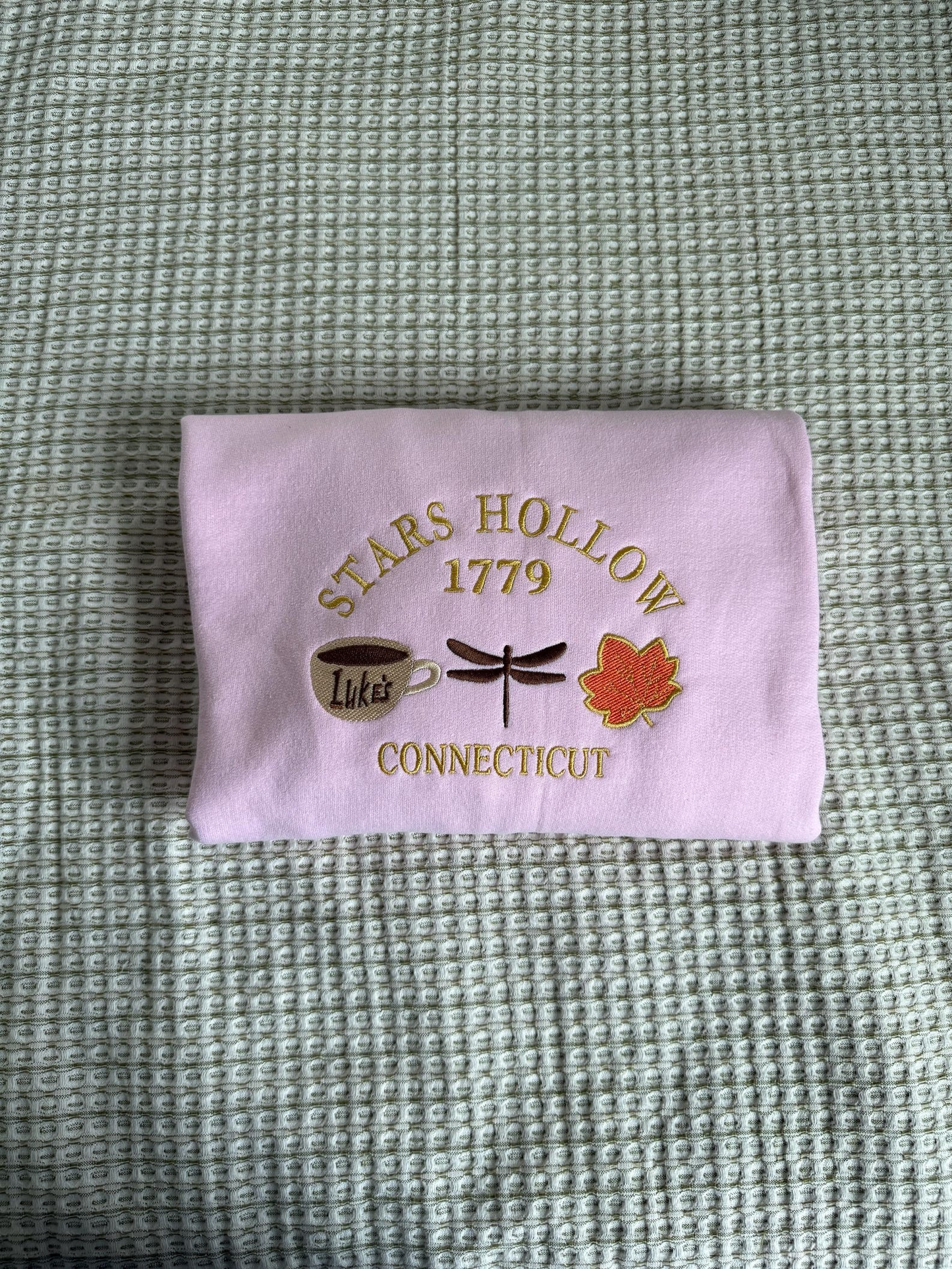 Stars Hollow Connecticut Embroidered Sweatshirt | Luke's Diner Coffee Cup Fall Leaves Crewneck | Cozy Gilmore Girls Fan Gift