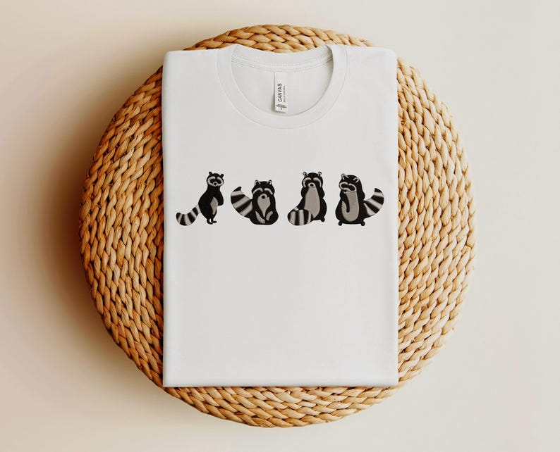 Embroideried Cute Raccoon Sweatshirt – Cozy Unisex Crewneck with Funny Raccoon Illustration, Animal Lover Gift