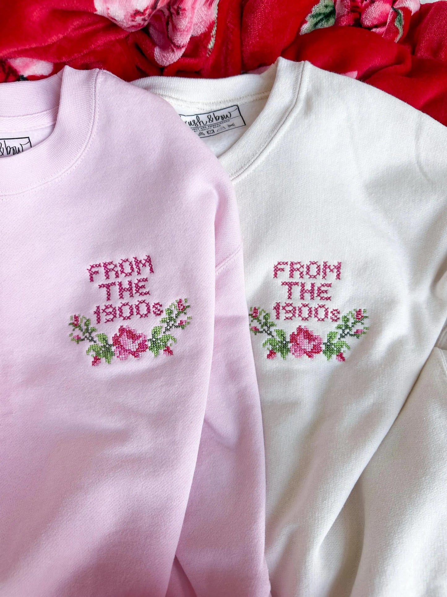 Vintage Floral Embroidered Sweatshirt From The 1900s Coquette Aesthetic Crewneck Cottagecore Y2K Retro Gift for Her Cozy Soft Pullover