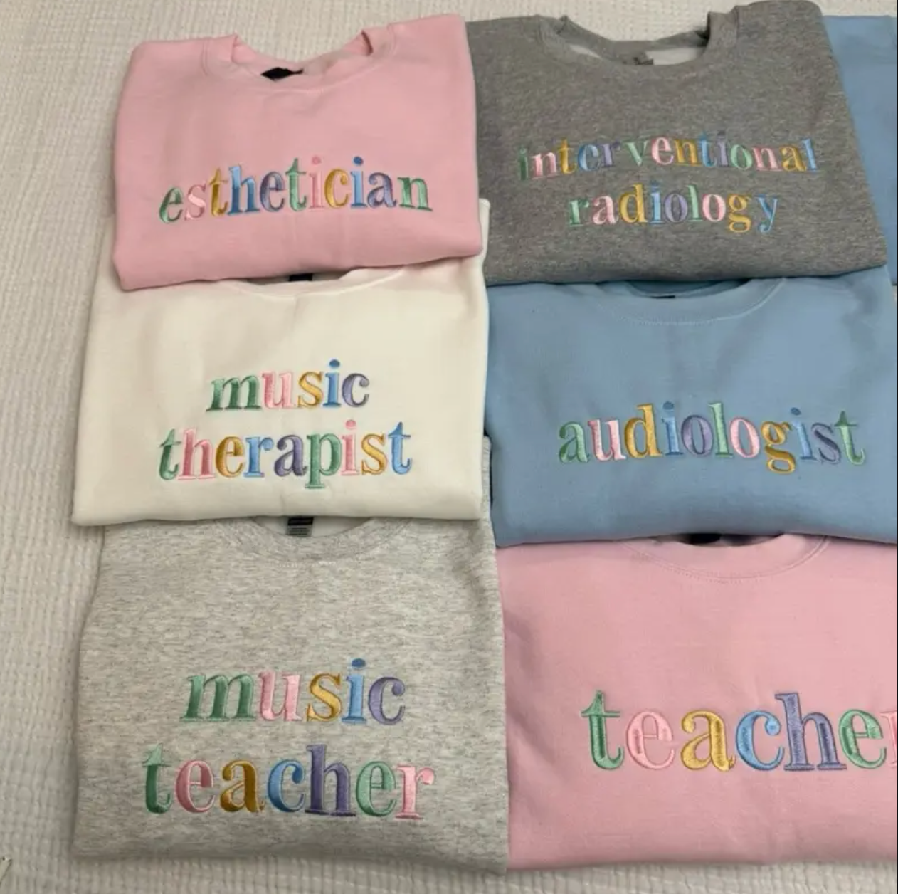 Personalized Embroidered Profession Sweatshirt Nurse Teacher Therapist Custom Job Crewneck Gift for Coworker Healthcare Grad Unisex