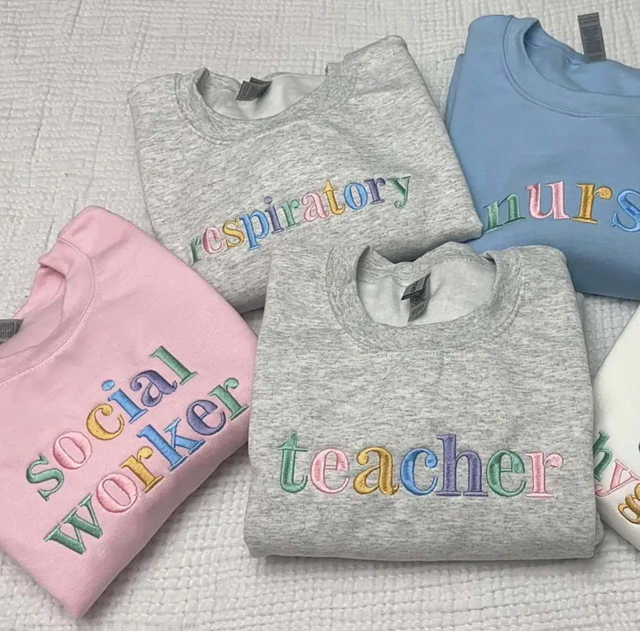 Personalized Embroidered Profession Sweatshirt Nurse Teacher Therapist Custom Job Crewneck Gift for Coworker Healthcare Grad Unisex