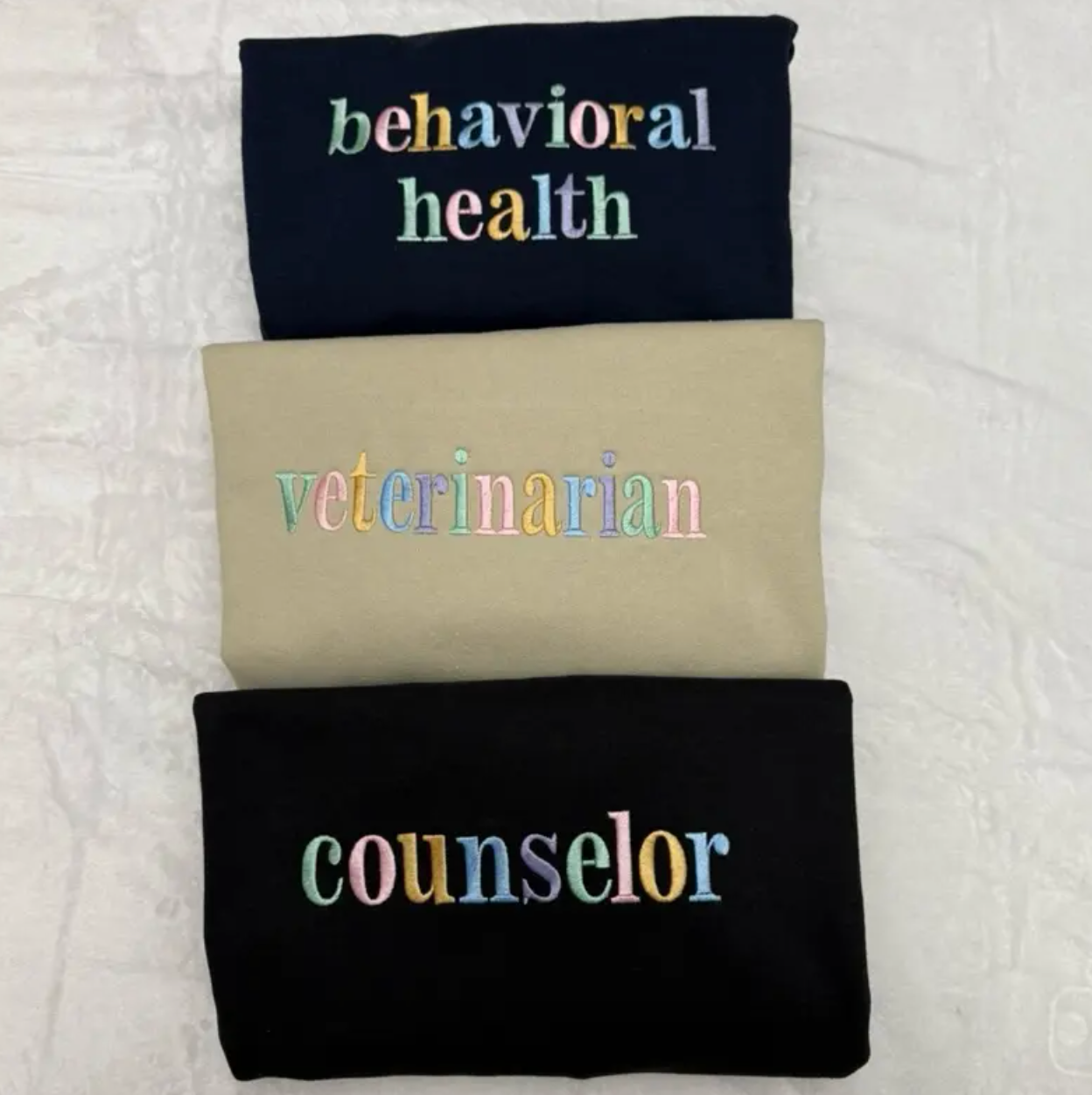 Personalized Embroidered Profession Sweatshirt Nurse Teacher Therapist Custom Job Crewneck Gift for Coworker Healthcare Grad Unisex