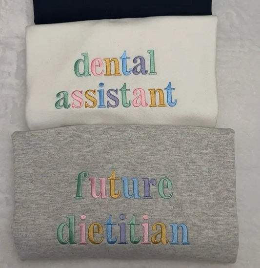 Personalized Embroidered Profession Sweatshirt Nurse Teacher Therapist Custom Job Crewneck Gift for Coworker Healthcare Grad Unisex